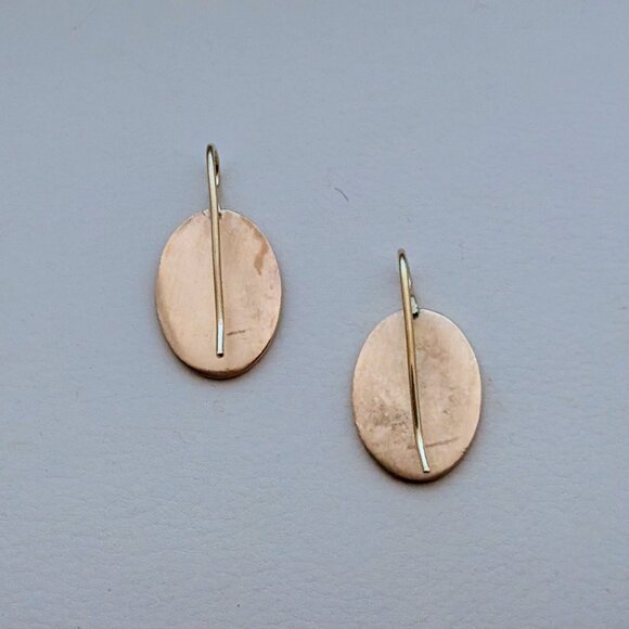 Vintage Solid 14K Yellow Gold Engravable Mirror Finish Dangle Drop EARRINGS - Picture 6 of 8